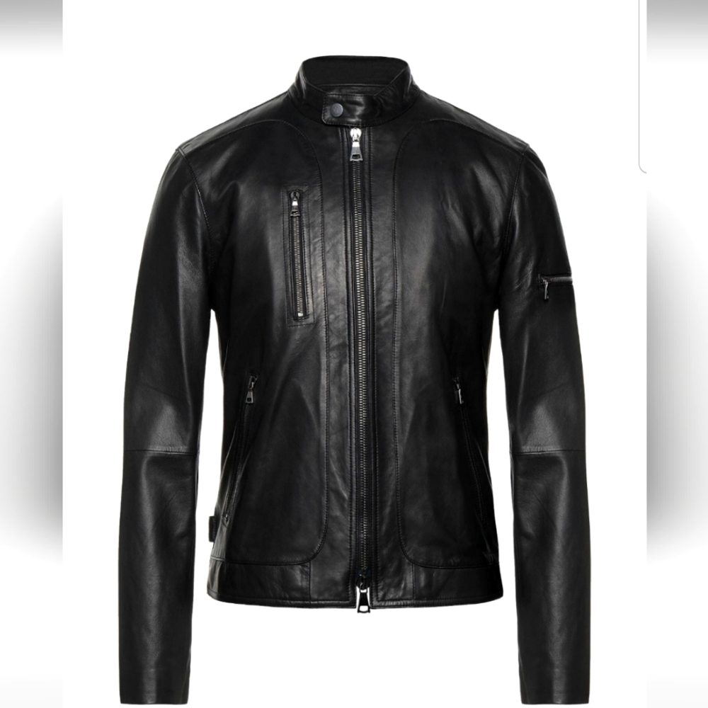 JOHN VARVATOS LEATHER MOTO JACKET SIZE 50R RETAILS $2198